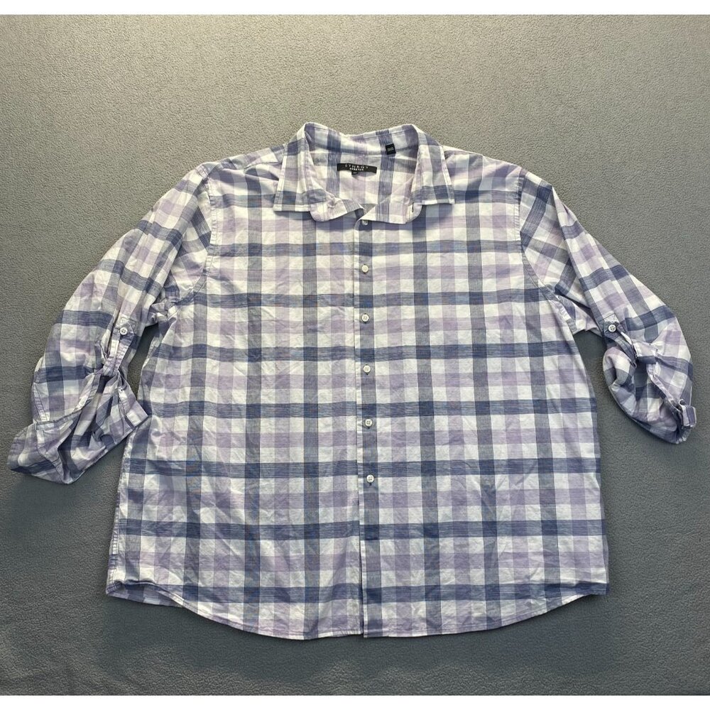 SYNRGY‎ Stretch Dress Shirt Mens Sz 2XL,Plaid,Cotton  Long Sleeve Button Up